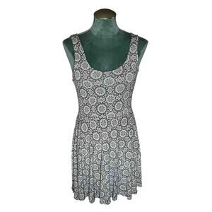 Women's American Rag Cie Mini Skater Tank Dress Black White Floral Print Size L